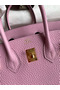 Hermes Birkin 25 Retourne Handmade Bag In Mauve Sylvestre Clemence Leather Replica
