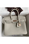 Hermes Birkin 25 Retourne Handmade Bag In Pearl Grey Clemence Leather Replica