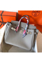 Hermes Birkin 30 Handmade Bag In Pearl Grey Clemence Leather Replica