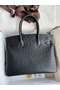 Hermes Birkin 30 Retourne Handmade Bag In Black Ostrich Leather Replica