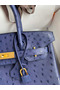 Hermes Birkin 30 Retourne Handmade Bag In Blue Iris Ostrich Leather Replica
