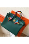 Hermes Birkin 35 Handmade Bag In Malachite Clemence Leather Replica