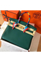 Hermes Birkin 35 Handmade Bag In Malachite Clemence Leather Replica