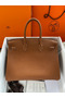 Hermes Birkin 35 Retourne Handmade Bag In Gold Clemence Leather Replica