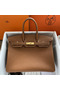 Hermes Birkin 35 Retourne Handmade Bag In Gold Clemence Leather Replica