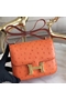 Hermes Constance 18 Handmade Bag In Orange Ostrich Leather Replica