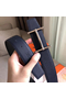 Hermes H d'Ancre Reversible Belt In Sapphire/Ardoise Leather Replica