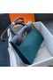 Hermes Herbag 31CM Original Canvas Leather & Calfskin 45987 sky Blue&black Replica