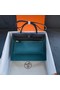 Hermes Herbag 31CM Original Canvas Leather & Calfskin 45987 sky Blue&black Replica