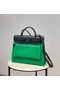 Hermes Herbag 31CM Original Canvas Leather & Calfskin 48887 green&black Replica