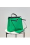 Hermes Herbag 31CM Original Canvas Leather & Calfskin 48887 green&black Replica