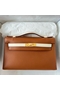 Hermes HSS Kelly Pochette Bicolor Bag in Gold and Craie Swift Calfskin Replica