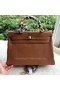 Hermes Kelly 32cm Shoulder Bag Brown Calfskin Leather K32CL Gold Replica