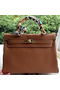 Hermes Kelly 32cm Shoulder Bag Brown Calfskin Leather K32CL Gold Replica