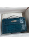 Hermes Kelly Pochette Handmade Bag In Colvert Shiny Alligator Leather Replica