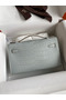 Hermes Kelly Pochette Handmade Bag In Pearl Grey Matte Alligator Leather Replica