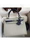 Hermes Kelly Sellier 25 Bicolor Bag in Pearl Grey and Blue Mysore Goatskin Replica