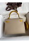 Hermes Kelly Sellier 25 Bicolor Bag in Trench and Yellow Epsom Calfskin Replica