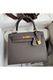 Hermes Kelly Sellier 25 Handmade Bag In Etain Epsom Calfskin Replica