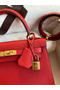Hermes Kelly Sellier 25 Handmade Bag In Red Epsom Calfskin Replica