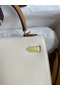 Hermes Kelly Sellier 25 Tricolor Bag in Craie/Sesame/Yellow Epsom Calfskin Replica