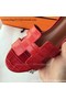 Hermes Leather Slipper HO742 Red Replica