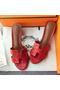 Hermes Leather Slipper HO742 Red Replica