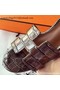 Hermes Leather Slipper HO742 Silver Replica
