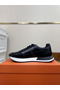 Hermes Men's Drive Sneakers In Black Leather Replica