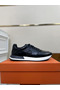 Hermes Men's Drive Sneakers In Black Leather Replica