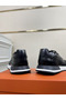 Hermes Men's Drive Sneakers In Black Leather Replica