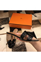 Hermes Oasis Sandals In Black Patent Calfskin Replica