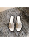 Hermes Oran Sandals In White Suede With Crystal Replica