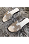 Hermes Oran Sandals In White Suede With Crystal Replica