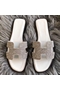 Hermes Oran Sandals In White Suede With Crystal Replica