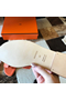 Hermes Oran Slide Sandals In Orange Ostrich Leather Replica