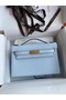 Hermes Original Epsom Leather KEL2278 sky blue&gold-Tone Metal Replica