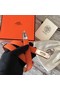 Hermes original epsom leather Kelly belt H069854 orange silver plated metal Replica
