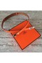 Hermes original epsom leather Kelly belt H069854 orange silver plated metal Replica
