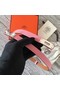 Hermes original epsom leather Kelly belt H069854 pink silver plated metal Replica