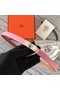Hermes original epsom leather Kelly belt H069854 pink silver plated metal Replica