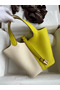 Hermes Picotin Lock 18 Bicolor Handmade Bag in Craie and Lime Clemence Leather Replica