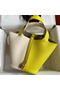 Hermes Picotin Lock 18 Bicolor Handmade Bag in Craie and Lime Clemence Leather Replica