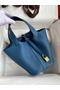 Hermes Picotin Lock 18 Handmade Bag in Deep Blue Clemence Leather Replica