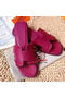 Hermes Slipper Calfskin Leather HO0476 Rose Replica