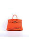 Hermes Birkin 35CM Tote Bags Orange Grainy Leather H-35 Gold Replica