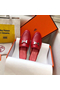 Hermes Trocadero Mules In Red Goatskin Replica
