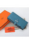 Hermes Bearn Japonaise Bi-Fold Wallet Grainy Leather A208 Blue Replica
