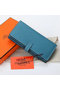 Hermes Bearn Japonaise Bi-Fold Wallet Grainy Leather A208 Blue Replica