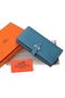 Hermes Bearn Japonaise Bi-Fold Wallet Grainy Leather A208 Blue Replica